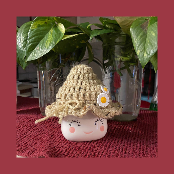 Farmhouse Hat, Daisy, Straw Hat, Rae Dunn Inspired Tiered Tray Display, Marshmallow Mug Hat