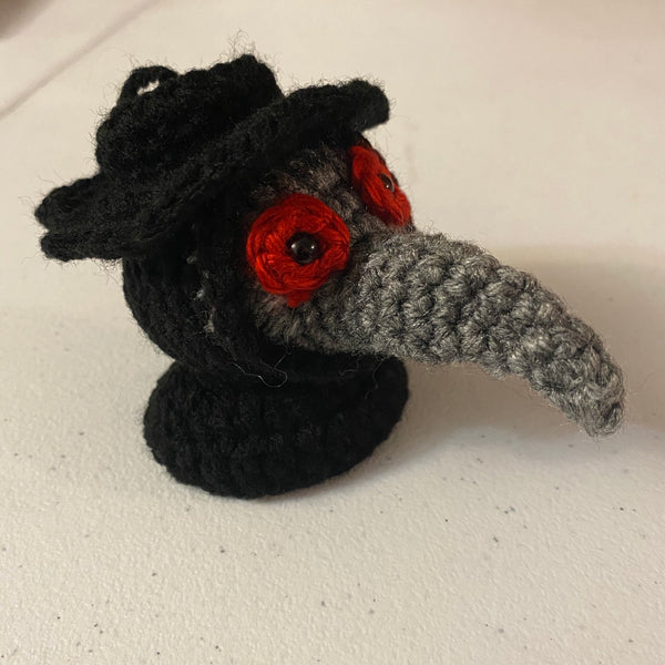 Crochet Plague Doctor Ornament, bubonic plague, bird mask