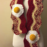 Bacon and eggs crochet scarf, food scarf, handmade, unique gift idea, white elephant party, breakfast scarf, fuller house