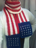 PDF Pattern 2 for 1: Star Spangled American Flag Scarf/Cowl Crochet Pattern