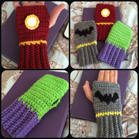 PDF CROCHET PATTERN: Superhero Fingerless Kids gloves