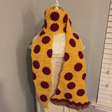 Crochet pepperoni pizza scarf, foodie scarf, etsys best gifts